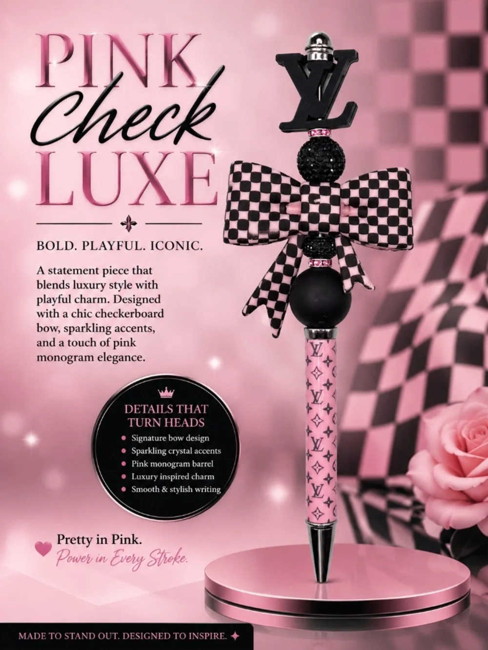 Pink Check Prestige Pen